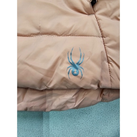 Spyder Women's Clara Short Puffer Hooded Full Zip Jacket, Misty Rose L MSRP $199 - Picture 3 of 4